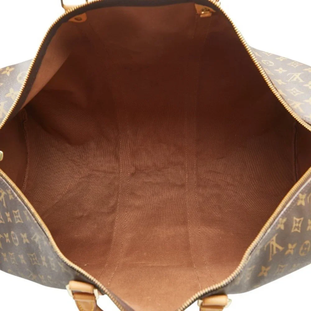 LOUIS VUITTON Authentic Brown Monogram Leather Keepall 60 Boston Bag